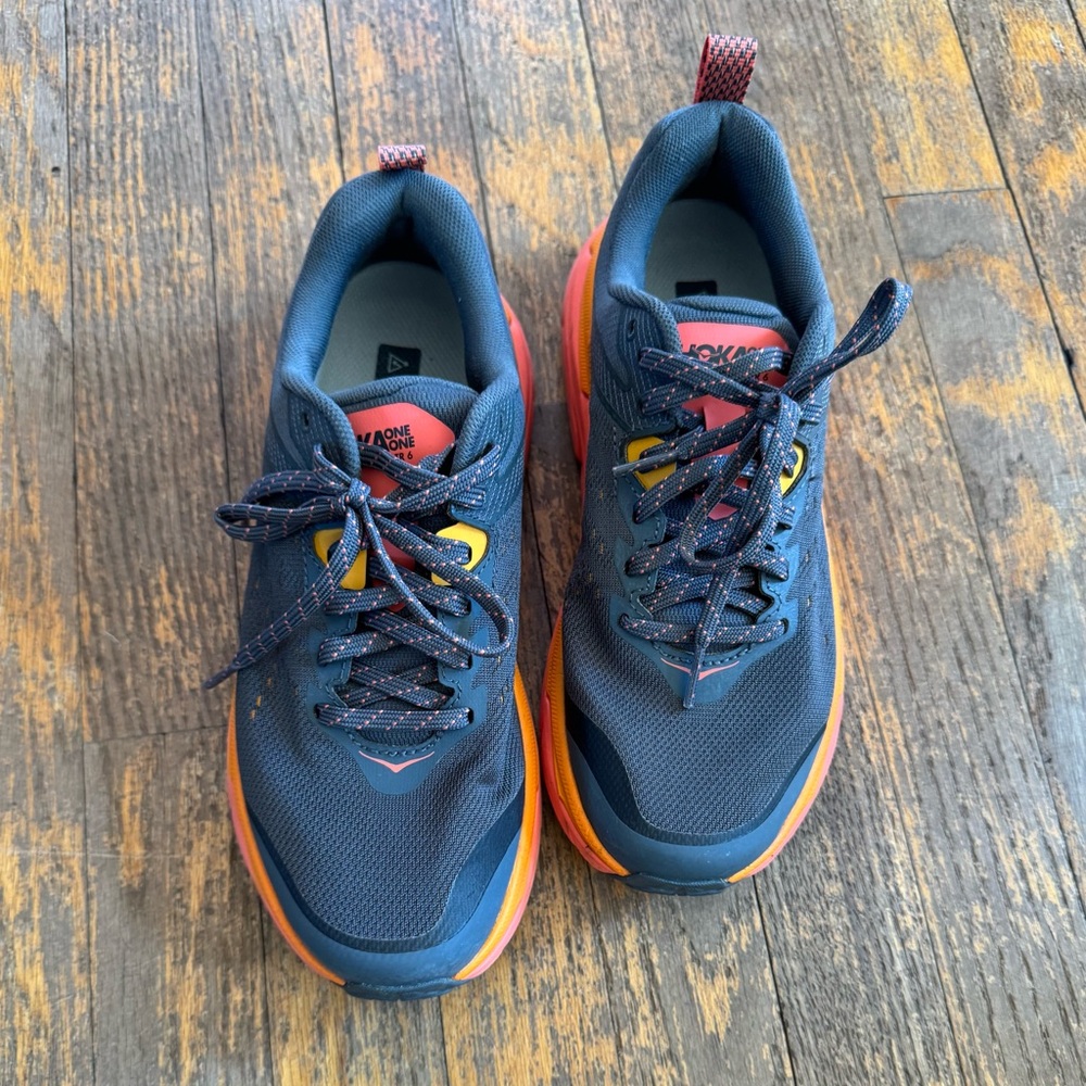 Hoka Gray and Orange Athletic Shoes for Performance